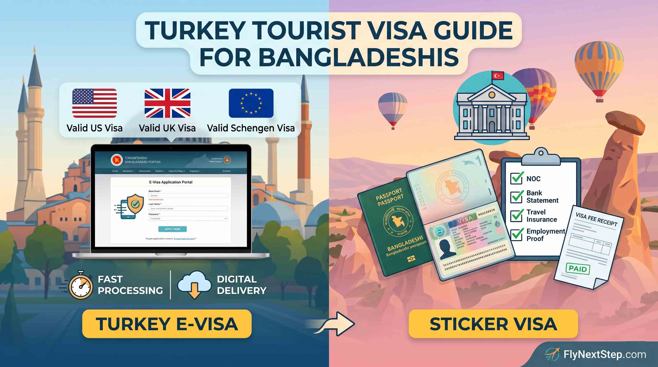 তুরস্ক (Turkey) টুরিস্ট ভিসা: বাংলাদেশিদের জন্য ই-ভিসা ও স্টিকার ভিসার পূর্ণাঙ্গ গাইড